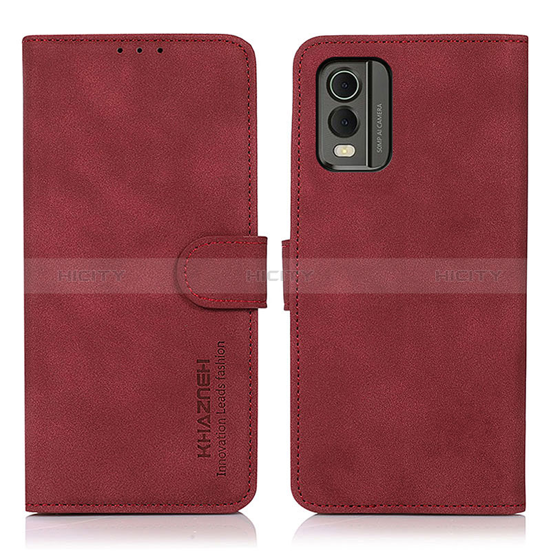 Funda de Cuero Cartera con Soporte Carcasa D01Y para Nokia C210 Rojo