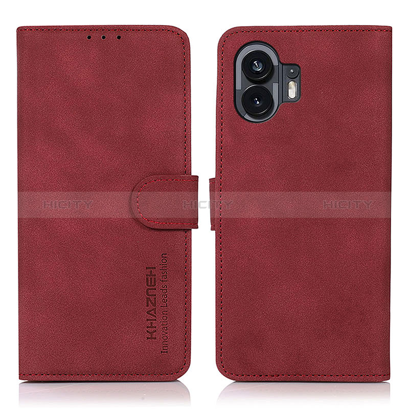 Funda de Cuero Cartera con Soporte Carcasa D01Y para Nothing Phone 2 Rojo