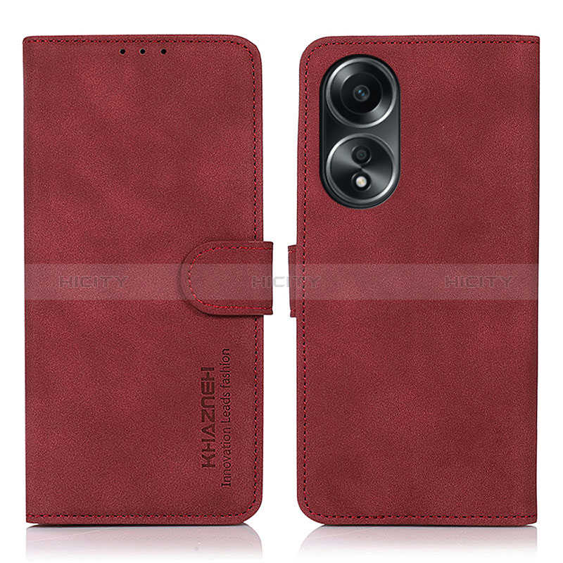 Funda de Cuero Cartera con Soporte Carcasa D01Y para Oppo A58 5G Rojo