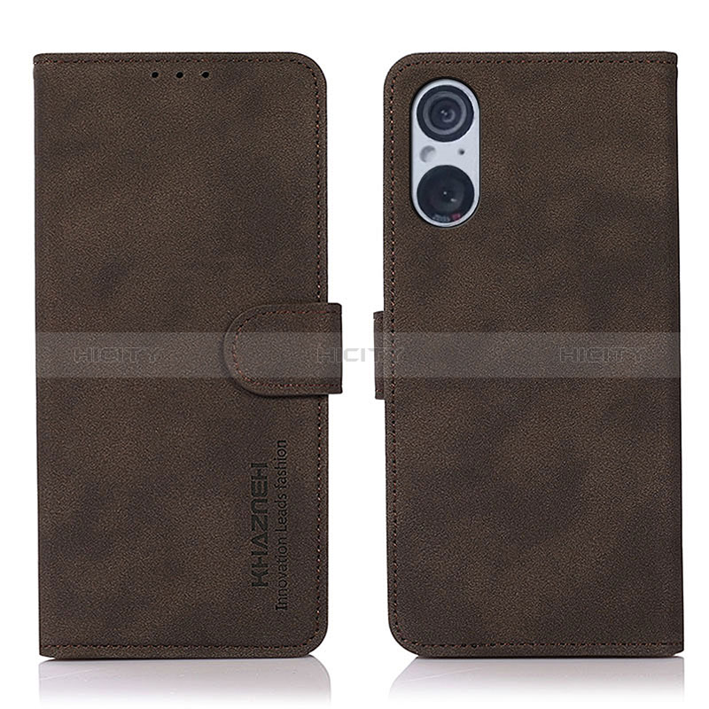 Funda de Cuero Cartera con Soporte Carcasa D01Y para Sony Xperia 5 V Marron