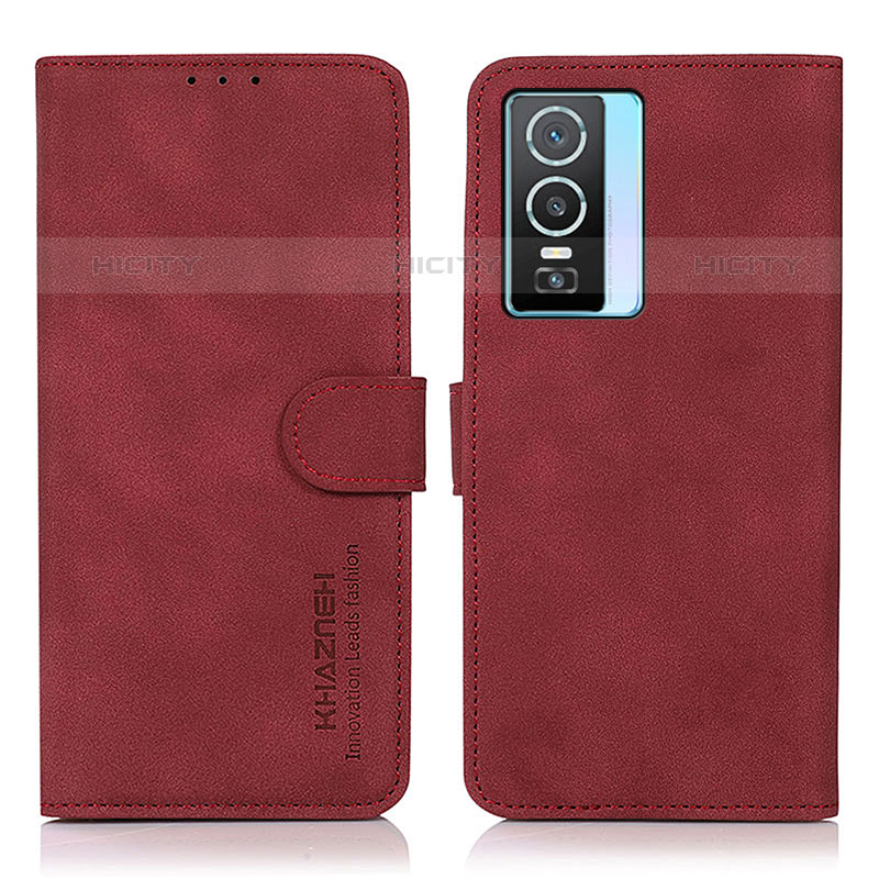 Funda de Cuero Cartera con Soporte Carcasa D01Y para Vivo Y74s 5G Rojo