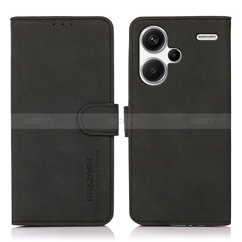 Funda de Cuero Cartera con Soporte Carcasa D01Y para Xiaomi Redmi Note 13 Pro+ Plus 5G Negro