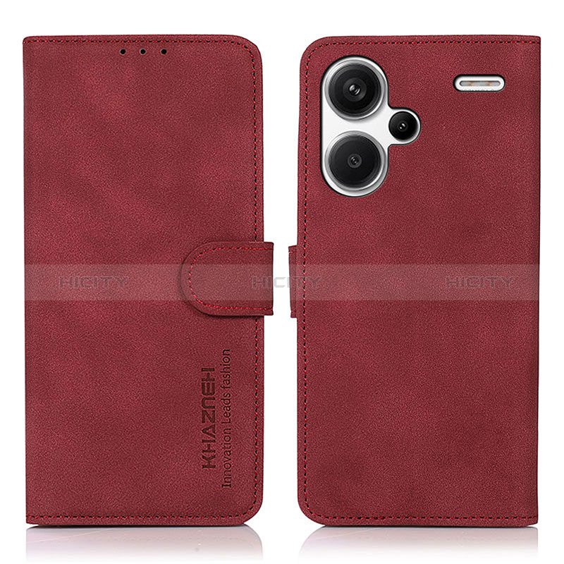 Funda de Cuero Cartera con Soporte Carcasa D01Y para Xiaomi Redmi Note 13 Pro+ Plus 5G Rojo