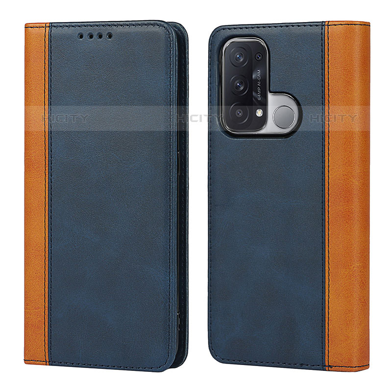 Funda de Cuero Cartera con Soporte Carcasa D02T para Oppo Reno5 A Azul