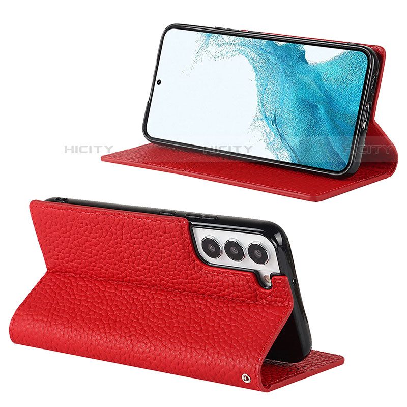 Funda de Cuero Cartera con Soporte Carcasa D02T para Samsung Galaxy S21 FE 5G Rojo