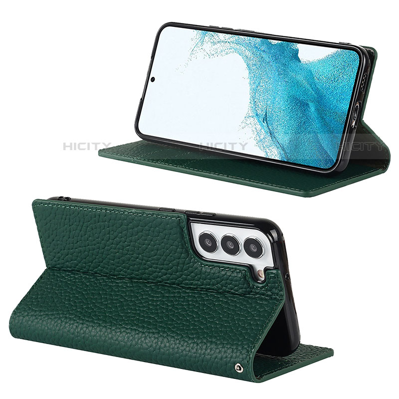 Funda de Cuero Cartera con Soporte Carcasa D02T para Samsung Galaxy S22 5G Verde