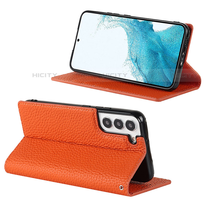 Funda de Cuero Cartera con Soporte Carcasa D02T para Samsung Galaxy S22 Plus 5G Naranja