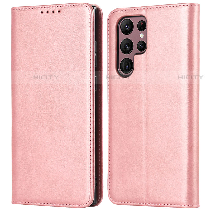 Funda de Cuero Cartera con Soporte Carcasa D03T para Samsung Galaxy S21 Ultra 5G Rosa