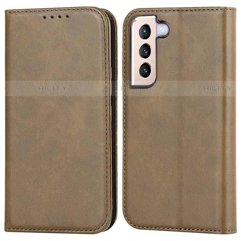 Funda de Cuero Cartera con Soporte Carcasa D03T para Samsung Galaxy S22 5G Caqui