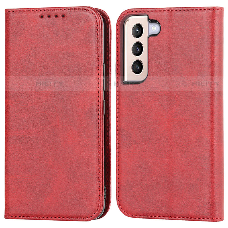 Funda de Cuero Cartera con Soporte Carcasa D03T para Samsung Galaxy S22 5G Rojo