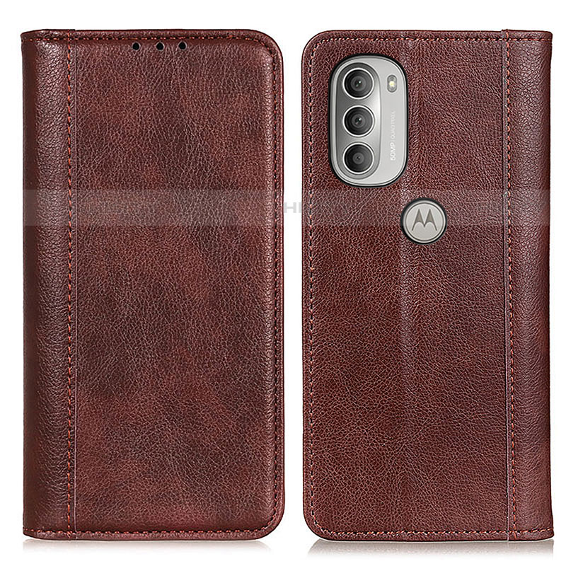 Funda de Cuero Cartera con Soporte Carcasa D03Y para Motorola Moto G51 5G Marron