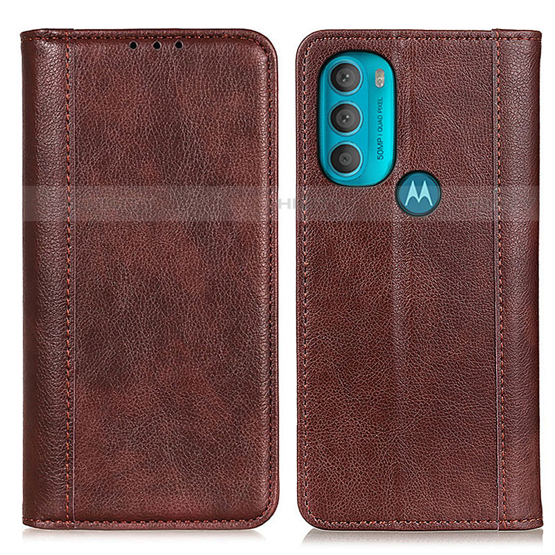 Funda de Cuero Cartera con Soporte Carcasa D03Y para Motorola Moto G71 5G Marron