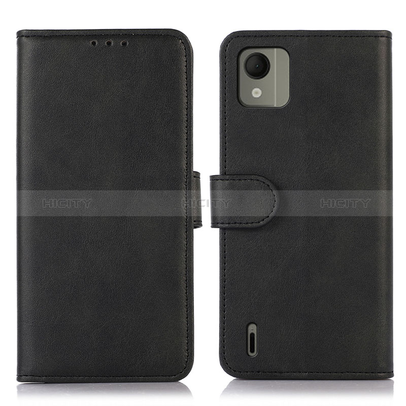 Funda de Cuero Cartera con Soporte Carcasa D03Y para Nokia C110 Negro