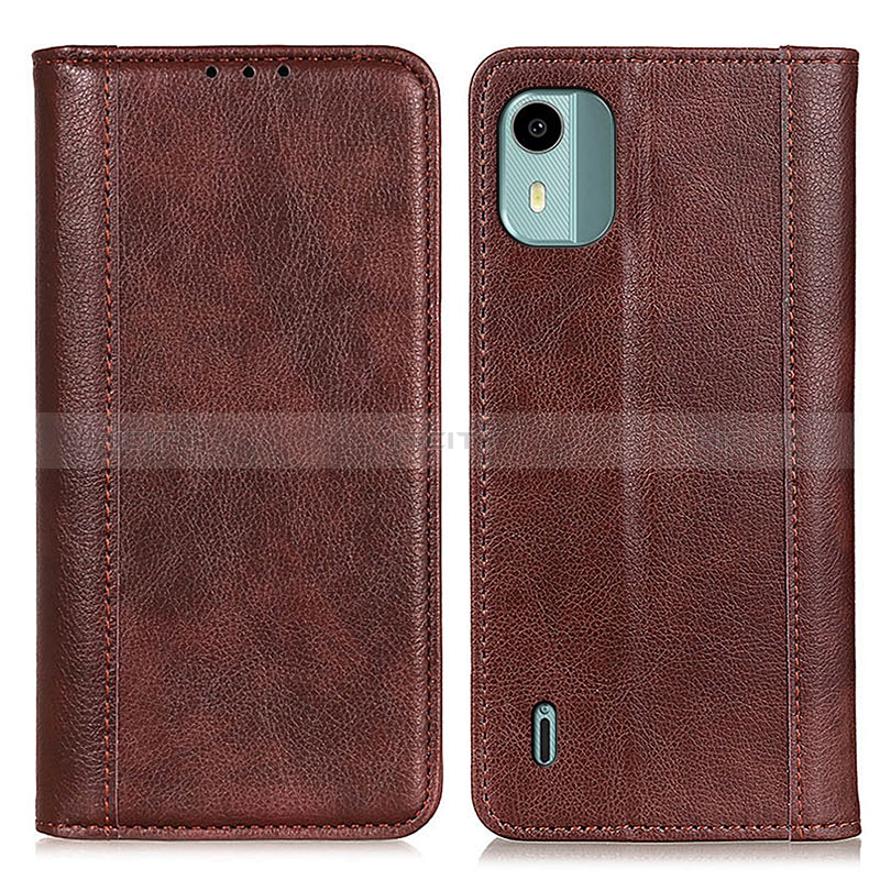 Funda de Cuero Cartera con Soporte Carcasa D03Y para Nokia C12 Marron