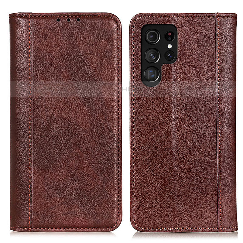 Funda de Cuero Cartera con Soporte Carcasa D03Y para Samsung Galaxy S21 Ultra 5G Marron