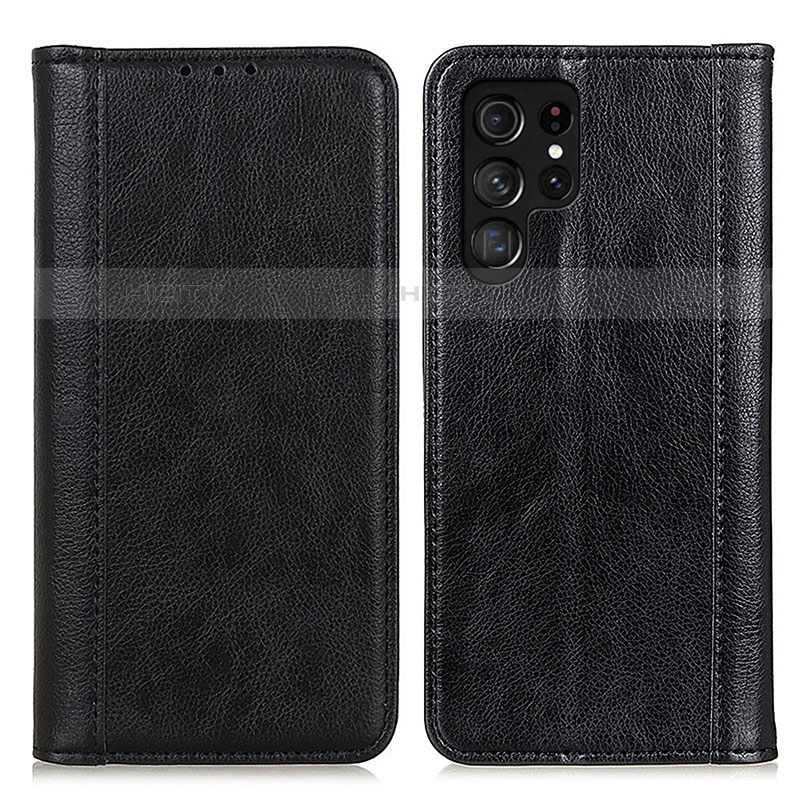 Funda de Cuero Cartera con Soporte Carcasa D03Y para Samsung Galaxy S22 Ultra 5G Negro