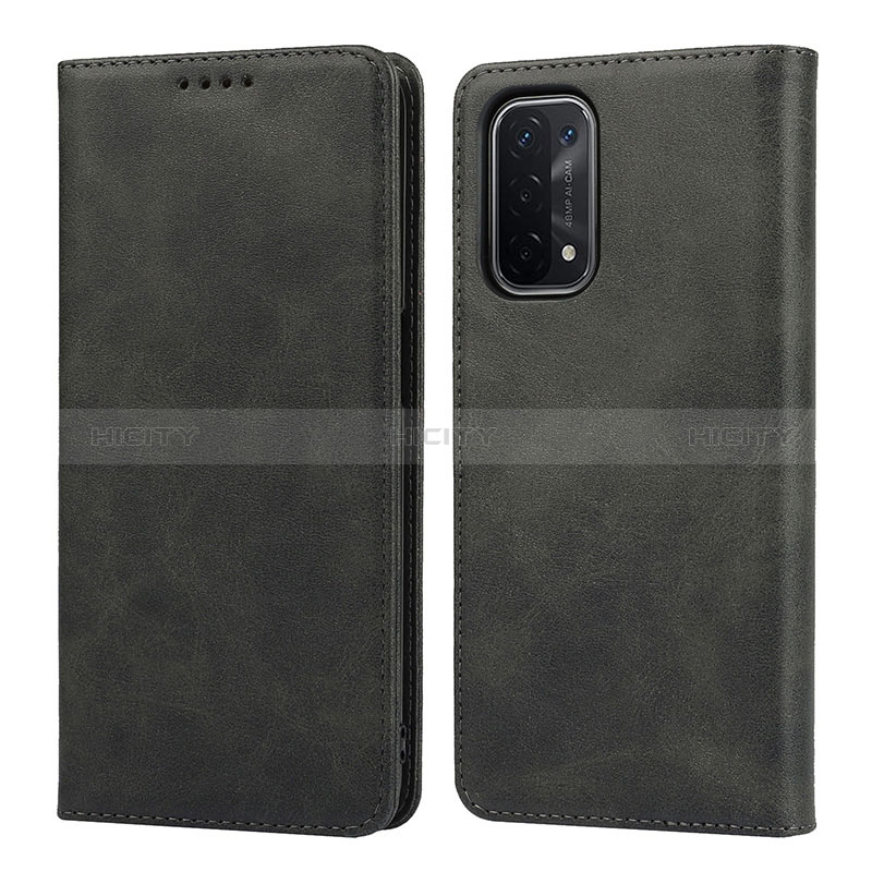 Funda de Cuero Cartera con Soporte Carcasa D04T para Oppo A74 5G Negro