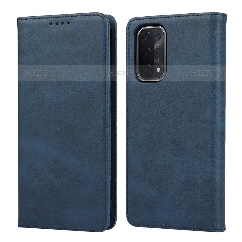 Funda de Cuero Cartera con Soporte Carcasa D04T para Oppo A93 5G Azul