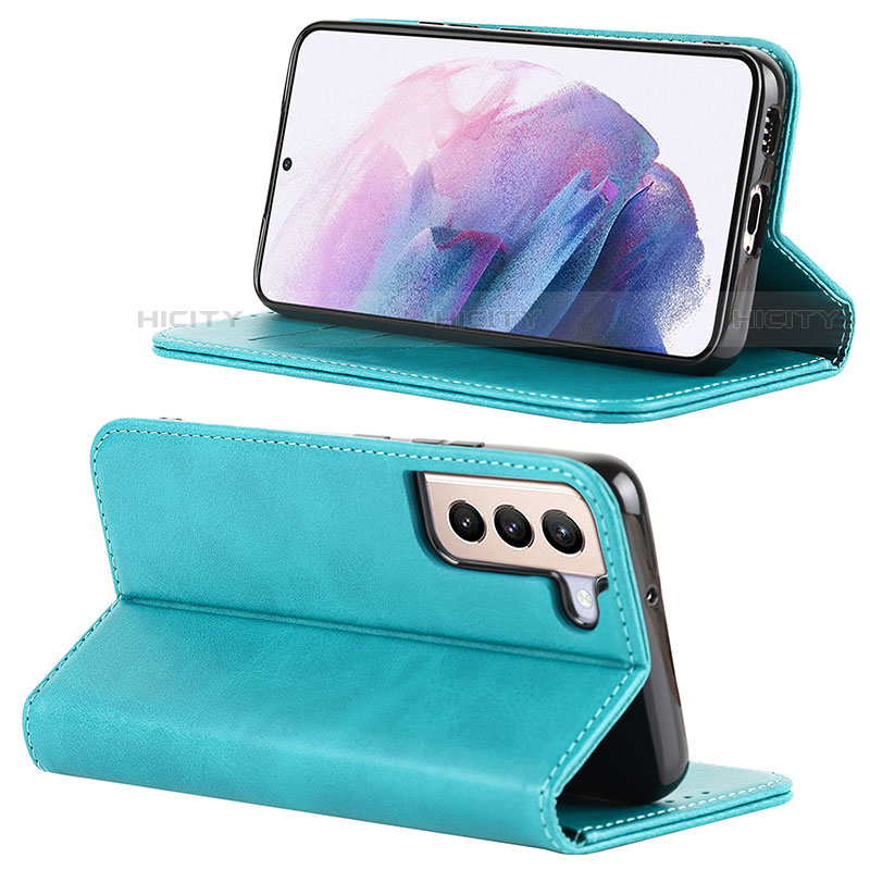 Funda de Cuero Cartera con Soporte Carcasa D04T para Samsung Galaxy S21 Plus 5G Azul Cielo