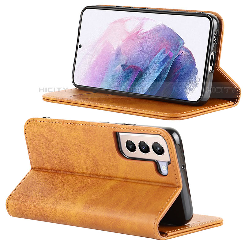 Funda de Cuero Cartera con Soporte Carcasa D04T para Samsung Galaxy S21 Plus 5G Marron Claro