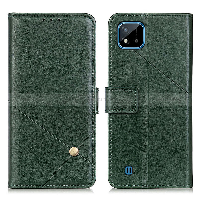 Funda de Cuero Cartera con Soporte Carcasa D04Y para Realme C20 Verde