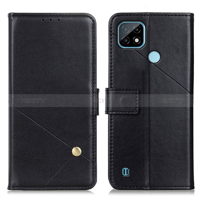 Funda de Cuero Cartera con Soporte Carcasa D04Y para Realme C21 Negro