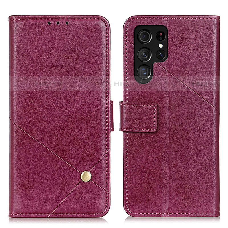 Funda de Cuero Cartera con Soporte Carcasa D04Y para Samsung Galaxy S23 Ultra 5G Morado