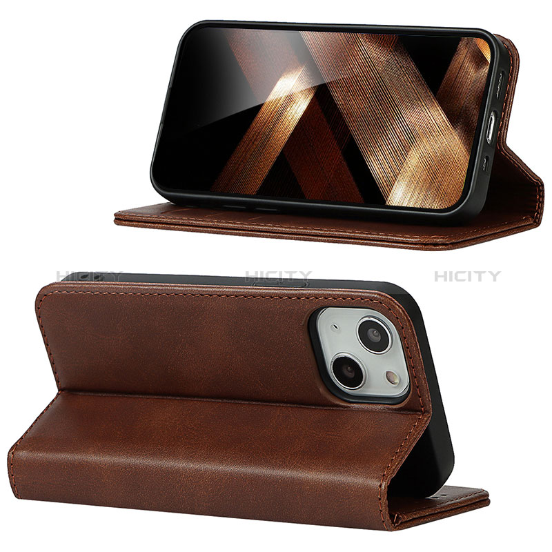 Funda de Cuero Cartera con Soporte Carcasa D05T para Apple iPhone 13 Marron