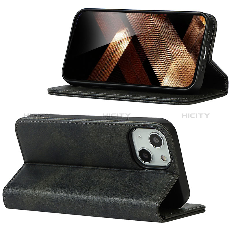 Funda de Cuero Cartera con Soporte Carcasa D05T para Apple iPhone 15