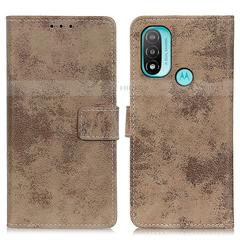 Funda de Cuero Cartera con Soporte Carcasa D05Y para Motorola Moto E20 Caqui