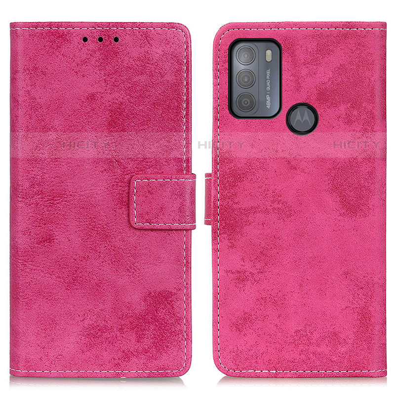 Funda de Cuero Cartera con Soporte Carcasa D05Y para Motorola Moto G50 Rosa Roja