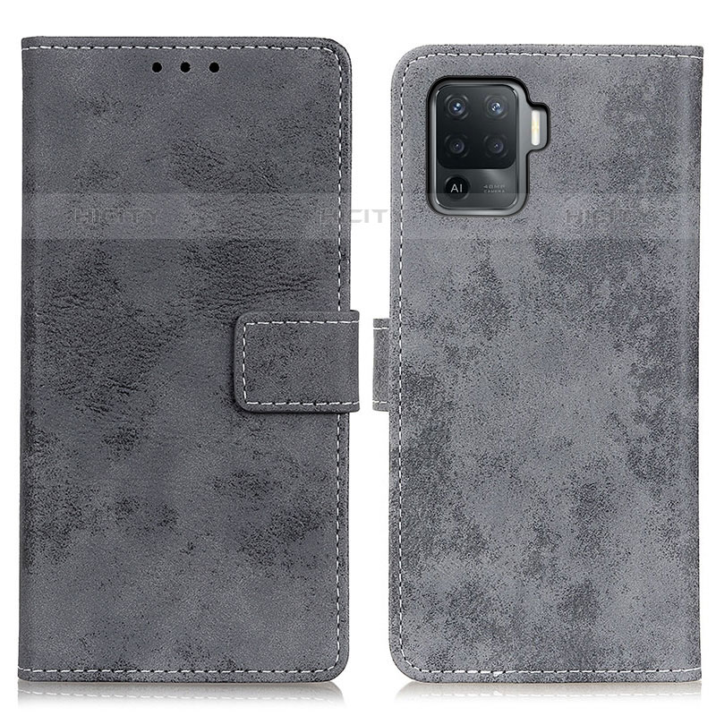 Funda de Cuero Cartera con Soporte Carcasa D05Y para Oppo F19 Pro Gris