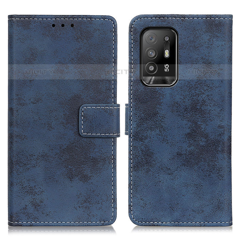 Funda de Cuero Cartera con Soporte Carcasa D05Y para Oppo F19 Pro+ Plus 5G Azul