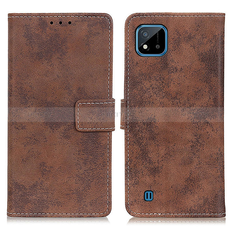 Funda de Cuero Cartera con Soporte Carcasa D05Y para Realme C20A Marron