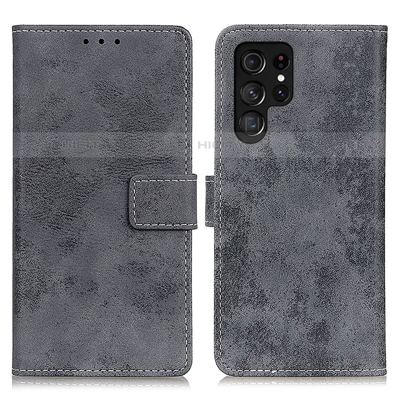 Funda de Cuero Cartera con Soporte Carcasa D05Y para Samsung Galaxy S23 Ultra 5G Gris