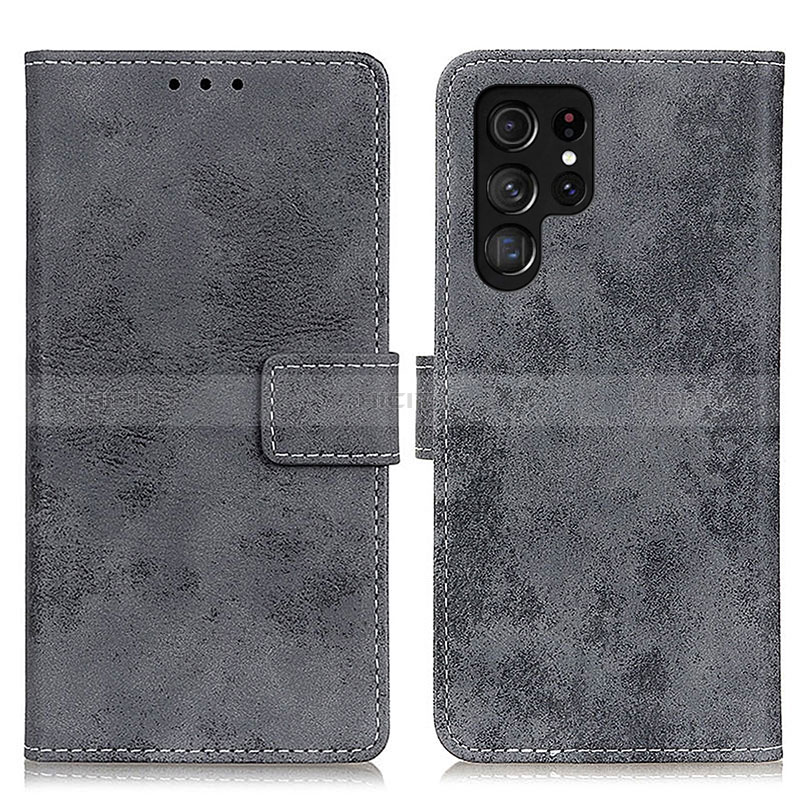 Funda de Cuero Cartera con Soporte Carcasa D05Y para Samsung Galaxy S24 Ultra 5G Gris