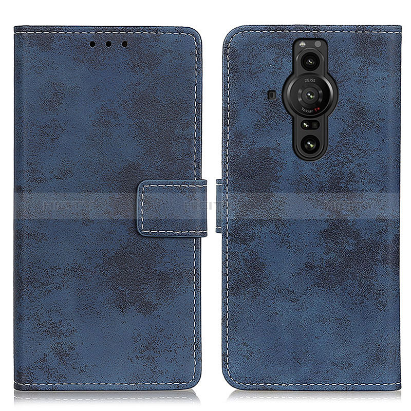 Funda de Cuero Cartera con Soporte Carcasa D05Y para Sony Xperia PRO-I Azul