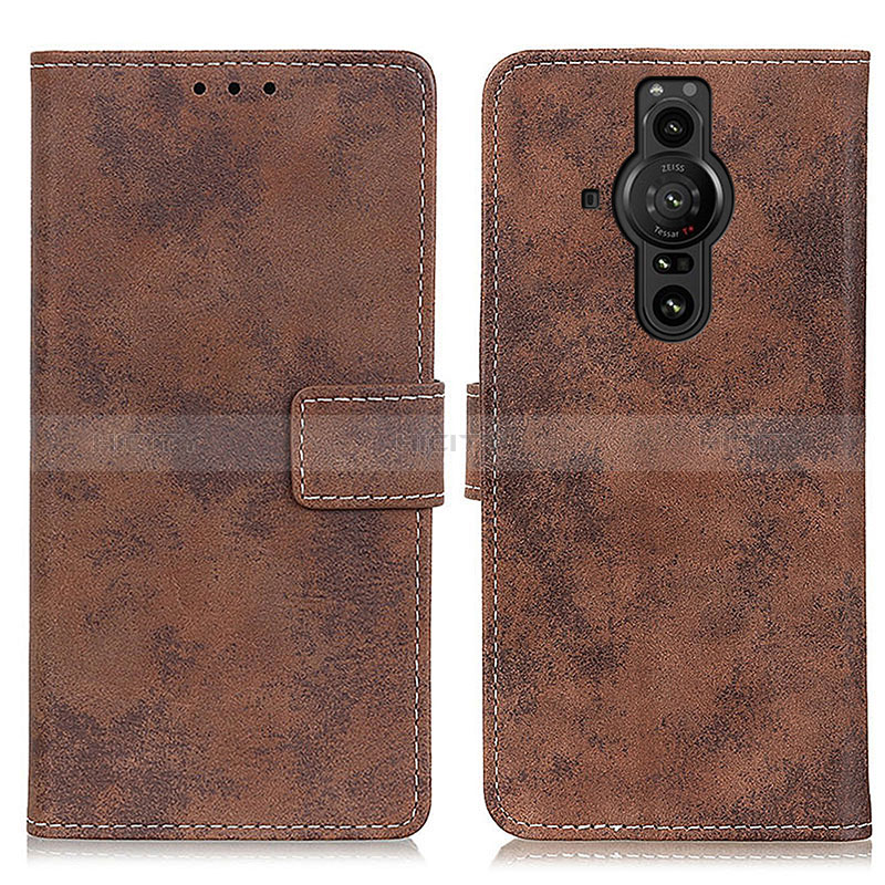 Funda de Cuero Cartera con Soporte Carcasa D05Y para Sony Xperia PRO-I Marron