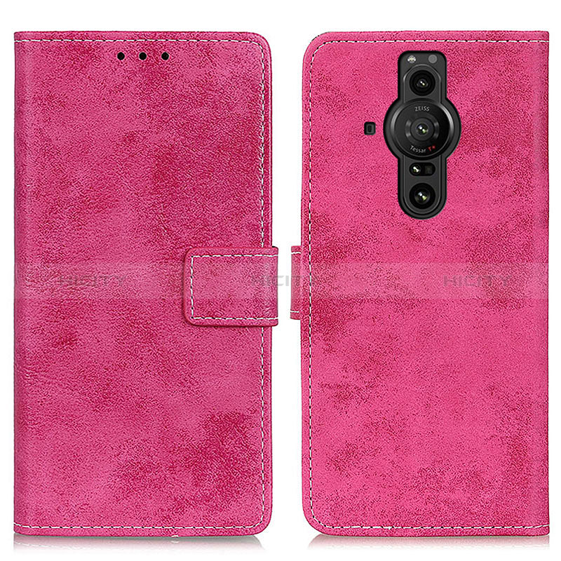 Funda de Cuero Cartera con Soporte Carcasa D05Y para Sony Xperia PRO-I Rosa Roja