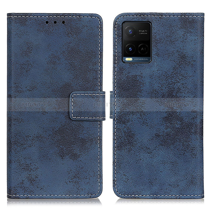 Funda de Cuero Cartera con Soporte Carcasa D05Y para Vivo Y21 Azul