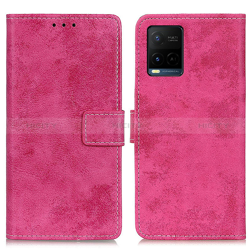 Funda de Cuero Cartera con Soporte Carcasa D05Y para Vivo Y21G Rosa Roja