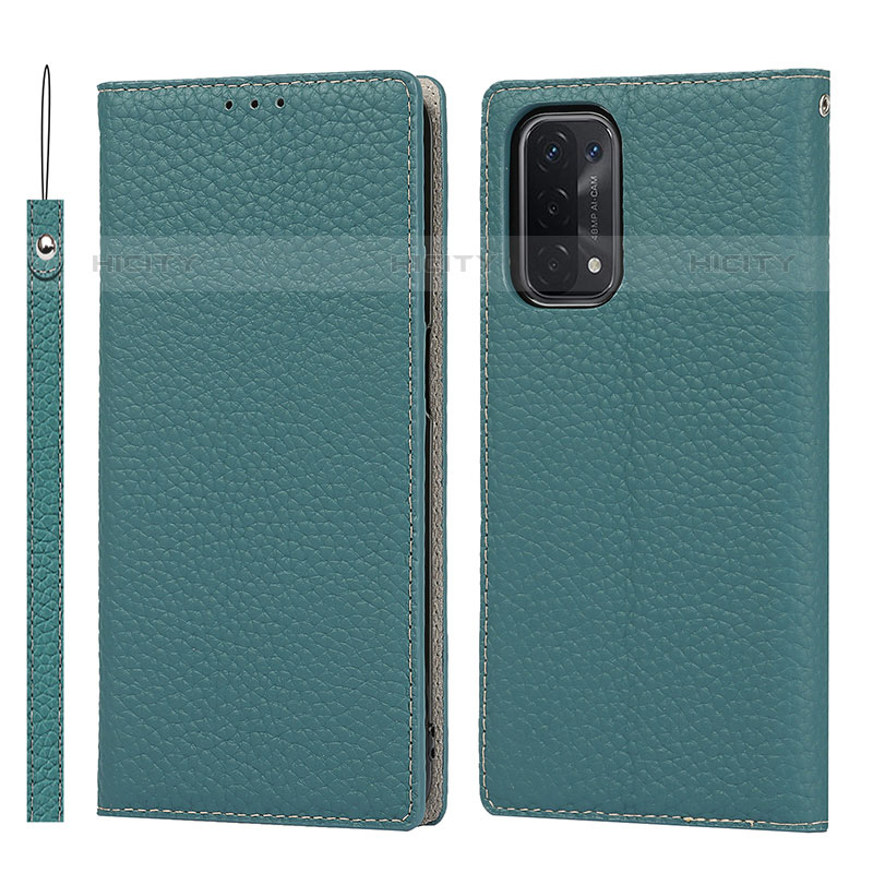 Funda de Cuero Cartera con Soporte Carcasa D06T para Oppo A93 5G Cian