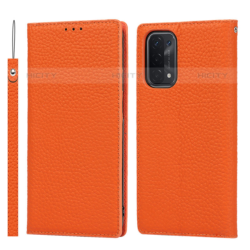 Funda de Cuero Cartera con Soporte Carcasa D06T para Oppo A93 5G Naranja