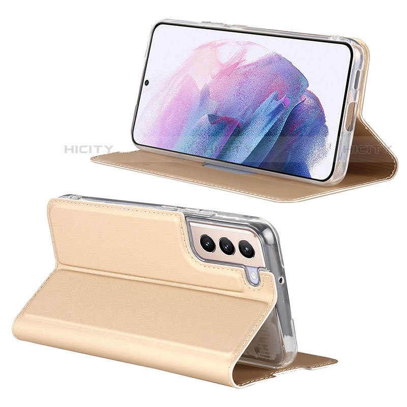 Funda de Cuero Cartera con Soporte Carcasa D06T para Samsung Galaxy S21 Plus 5G Oro