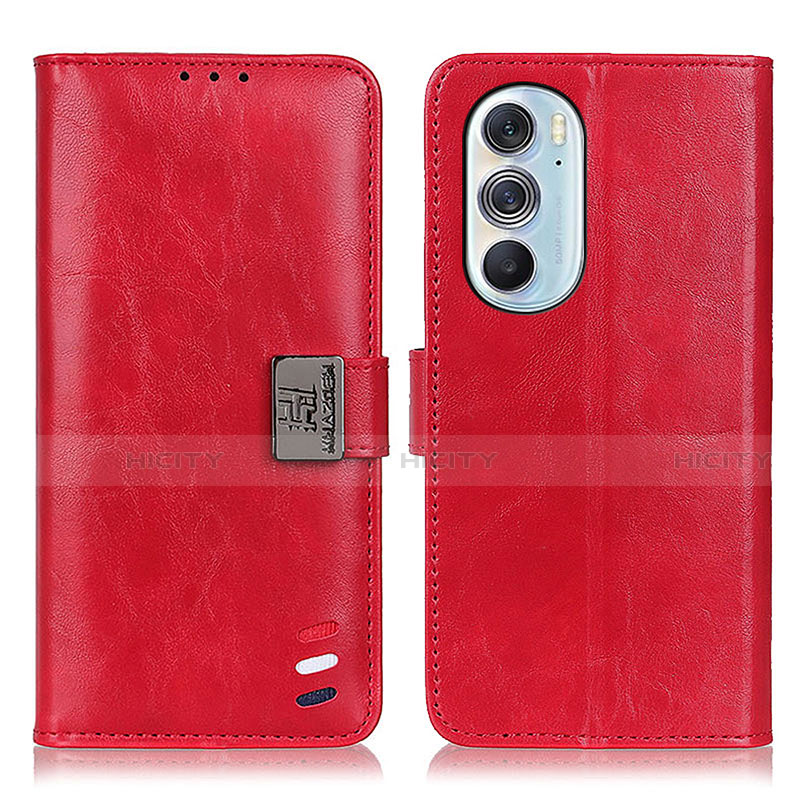 Funda de Cuero Cartera con Soporte Carcasa D06Y para Motorola Moto Edge 30 Pro 5G Rojo