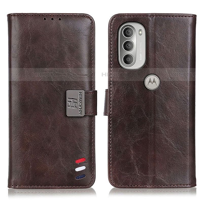 Funda de Cuero Cartera con Soporte Carcasa D06Y para Motorola Moto G51 5G Marron