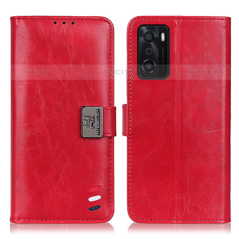 Funda de Cuero Cartera con Soporte Carcasa D06Y para Oppo A55S 5G Rojo