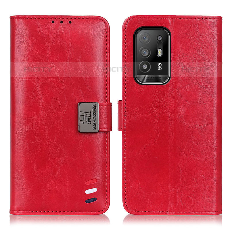 Funda de Cuero Cartera con Soporte Carcasa D06Y para Oppo A94 5G Rojo