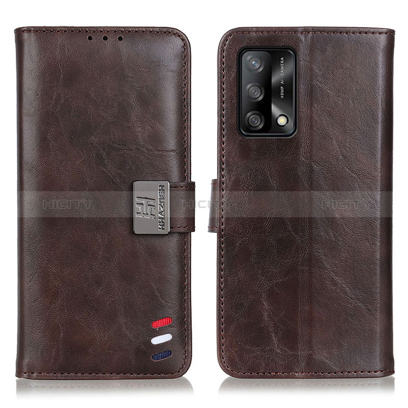 Funda de Cuero Cartera con Soporte Carcasa D06Y para Oppo F19s Marron