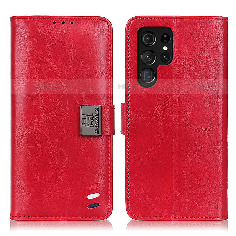 Funda de Cuero Cartera con Soporte Carcasa D06Y para Samsung Galaxy S23 Ultra 5G Rojo